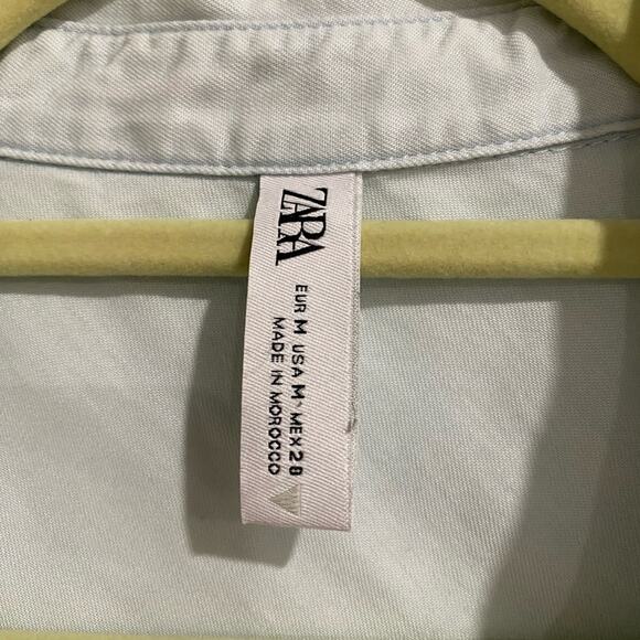 Zara Light Blue Chambray Button Down Shirt Sz M - Picture 5 of 12
